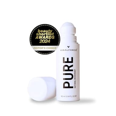 PURE Desodorante Sin Aluminio Ni Parabenos I Fragancia Fresca Unisex I XXL 90ml Roll-On con Protección de 24h Sin Aluminios ni Parabenos 100% Natural y 71% BIO con 100/100 en Yuka