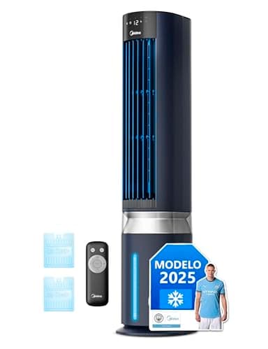 MIDEA Climatizador Evaporativo 3 en 1 con Control Remoto - Ventilador de Agua, Enfriador de Aire, y Humidificador con 6 Velocidades y Oscilación 85º - Climatizador Frio con Tanque de Agua 7L y Filtro