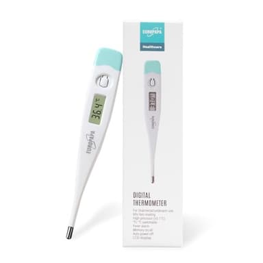 EUROPAPA TermÓMetro Digital De Fiebre Para BebÉS, Niños Y Adultos, TermÓMetro Para Uso Oral, Axilar O Rectal, Resistente Al Agua Con Alarma De Fiebre (Verde)