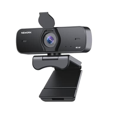 NEWORK Cámara Web 4K para PC, Enfoque Automático y Cobertura de Privacidad, 2 Micrófonos con Cancelación de Ruido, USB Plug & Play, 77° FOV, Resolución Ultra HD 3840 × 2160