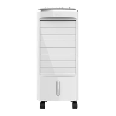 EVVO Climatizador Evaporativo CLIMA AC650. Potencia: 65 W, Depósito: 3,5 L, 3 velocidades ajustables, Oscilación automática de 70º, Ruedas multidireccionales, Incluye 2 acumuladores de frío