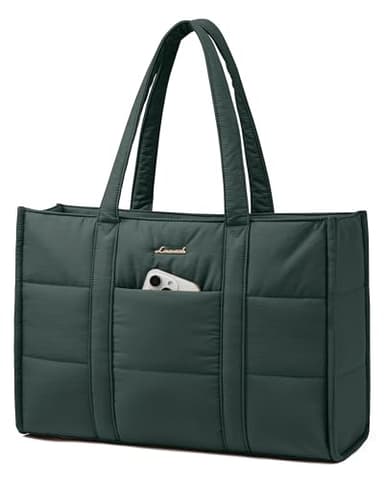 LOVEVOOK Bolso Mujer Grande, Puffer Bolso Tote Bag Bolsos para Universidad Shopper, 15,6 Pulgadas Bolso Portatil Ordenador para Trabajo Oficina Universitarias