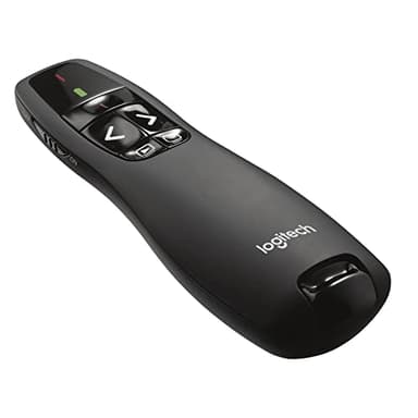 Logitech R400 Presentador Inalámbrico, 2,4 GHz con Receptor USB, Puntero Láser Digital Rojo, Distancia de 30 Metros, 6 Botones, Controles Intuitivos , Indicador de Batería, Compatible con PC - Negro