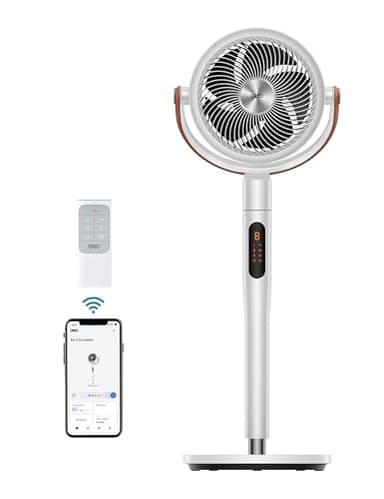 Dreo Smart Ventilador de Pie Silencioso 25dB, 30M de Viento, Turbo Circulador Ventiladores con Mando, 6 Modos, 8 Velocidades, Volumen de Aire 1650m³/h, Oscilación 120°+105°, Temporizador 12H, Alexa