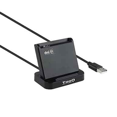 TOOQ TQR-220B - Lector Externo de DNI Electrónico y Tarjetas Inteligentes (DNIe) DNIe Vision, USB 2.0 con Conector USB-A, Compatible con Mac y Windows (España), Color Negro