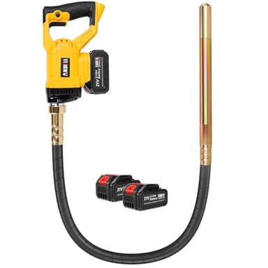 Anbull Vibrador de Hormigón a Batería 2 m, 21 V Vibrador para Hormigón, 2 * 3000 mAh Batería, Frecuencia: 200 Hz, Amplitud: 0,9 mm, Concrete Vibrator