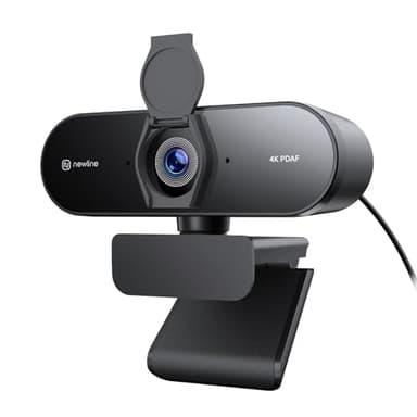 N newline Webcam 4K para PC con Sensor Sony de 1/2.55", PDAF autoenfoque, 2 micrófonos con cancelación de Ruido, UHD 4K@30fps y 1080p@60fps, Camara Web USB para videoconferencias, Streaming y Gaming