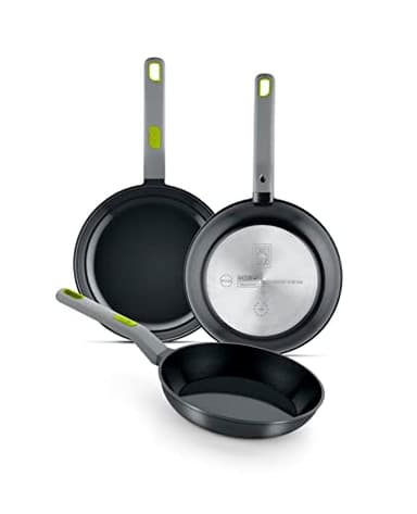 BRA Life Set 3 sartenes de 20, 24, 28 cm de aluminio fundido, apta para todo tipo de fuentes de calor