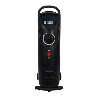 Russell Hobbs RHOFR3001 Radiador de 650 W Lleno de Aceite, Calefactor Eléctrico Portátil de 5 Aletas, Termostato Ajustable, Corte de Seguridad, Tamaño de Habitación de 10 metros cuadrados, Negro
