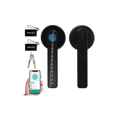 TEKXDD Cerradura Inteligente - 6 en 1 Cerradura Electronica, Huella Dactilar, App, IC Card, NFC, Contraseña, Llave Mecánica, Alarma de Batería Baja, Contraseña anti-Espionaje, Apto para Interior Negro