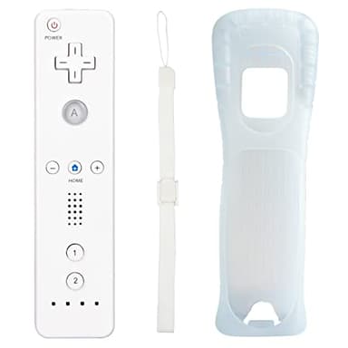 Aukuoy Mando Controller para Nintendo Wii/Wii U, Controlador de Sensor de Movimiento inalámbrico para Nintendo Wii Consola, con Funda de Silicona y Correa de Mano (Blanco)