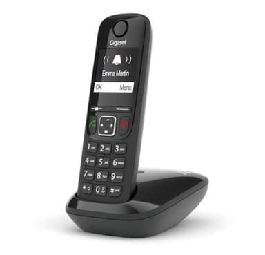 Gigaset AS690 - Teléfono DECT inalámbrico - Gran Pantalla Gráfica - Calidad de audio superior - Perfiles de sonido ajustables - Manos libres - Función no molestar, Color Negro [Versión Española]