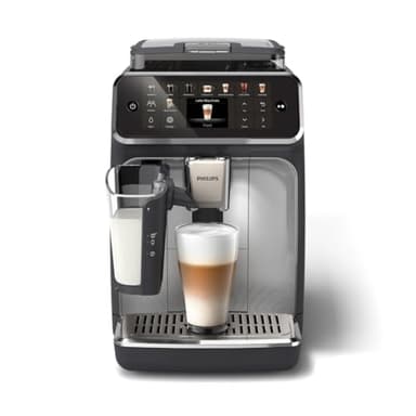 Philips Cafetera Totalmente Automática Serie 5500-20 cafés Calientes y Helados, Sistema de leche QuickClean LatteGo, 40% más Silenciosa Gracias a SilentBrew, QuickStart, Negro y Plata (EP5546/70)