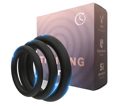Pack x3 Anillos de Silicona para Hombre – Mejora el Rendimiento y Placer Íntimo – Aros Resistentes, Flexibles y Cómodos – Juguete Masculino Discreto - Regalo para parejas