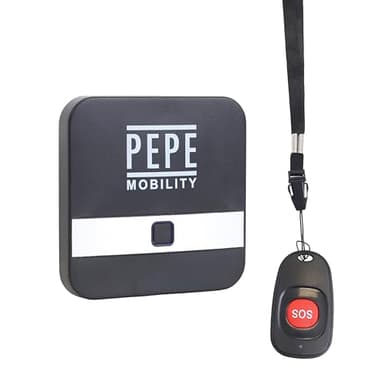 PEPE Mobility Botón de Emergencia SOS para Personas Mayores, Avisador Inalámbrico con Receptor Enchufable, 52 Melodías y 4 Niveles de Volumen hasta 95 dB, Botón Tipo Colgante