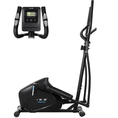 ISE Bicicleta Elíptica para casa con zancada de 28 cm, eliptica con, 8 Niveles de Sistema magnético Externo bidireccional, elipticas Fitness casa con LCD Pantalla y sensores de Pulso