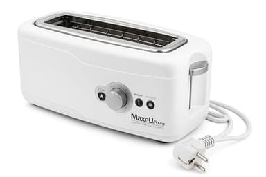 Tostadora ranura larga y boca ancha 750W 6 niveles de tostado con indicador luminoso, funciones descongelar, recalentar y STOP, bandeja recogemigas extraíble, revestimiento tacto frío