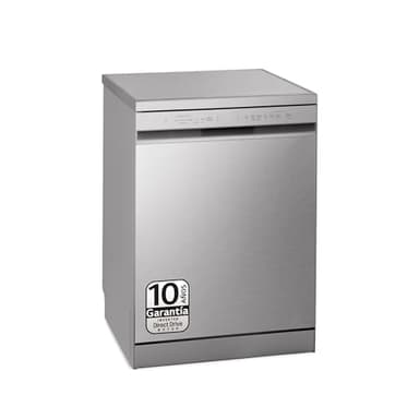 LG DF243FV - Lavavajillas con Función Quadwash, Sistema EasyRack, Sistema Autodiagnóstico, Clasificación D, 14 L, Inox Antihuellas