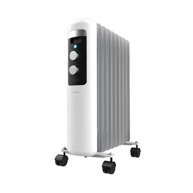Cecotec Radiador Eléctrico de Aceite Bajo Consumo de 9 Módulos ReadyWarm 950 Space White. 2000W, 3 Niveles de Potencia, Sistema de seguridad y Ruedas, Ideal para 20m², Blanco
