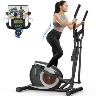 Bicicleta Elíptica para Casa, Máquina Elíptica Magnética Ultra Silenciosa con 16 Niveles de Resistencia, Monitor LCD, Pedal Antideslizante, Capacidad de Carga 265 LBS Fitness Elíptico (Negro)