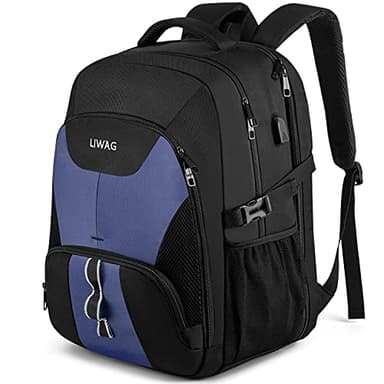 LIWAG Mochila Hombre Grande 50L Mochila Portatil 17 Pulgadas Impermeable Antirrobo Mochila Ordenador Portatil con Puerto USB Bolsa para Negocio Trabajo Diario Viaje Diario Escolares - Azul
