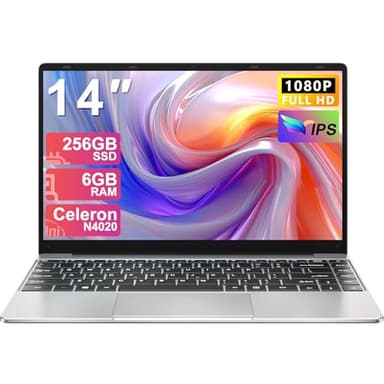 Ordenador Portátil Win 11 Pro con 5G WiFi, Portátil 14 Pulgadas 6GB RAM 256GB SSD Expansión SSD 1TB, BT 4.2 3.0 Transmisión Puerto 1920*1080 FHD Portatiles Buenos & Mini Puerto Multimedia-Plata