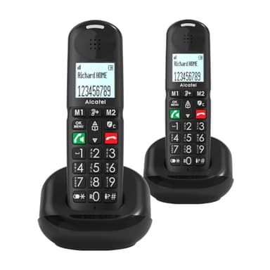 ALCATEL XL685 Duo - Teléfono Fijo inalámbrico DECT Senior Formato XL - Pantalla gráfica de Alta legibilidad - Teclas Grandes - Audio Boost - Manos Libres - Bloqueo de Llamadas - 2 teléfonos - Negro