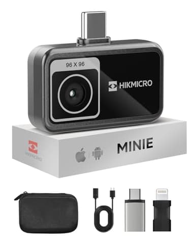 HIKMICRO Cámara Térmica Minie iOS/Android, resolución IR 96x96, Mejora de Imagen SuperIR 192×192, 25Hz, para teléfono/Tablet, grabación de Video, USB-C/Lightning (Compatible con iPhone 15/16/17)