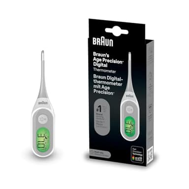 Braun Age Precision Termómetro digital, Varilla digital para usar en múltiples sitios, Vía oral, rectal o axilar, Apto para bebés y niños pequeños, La marca #1 entre los médicos(1), PRT2000