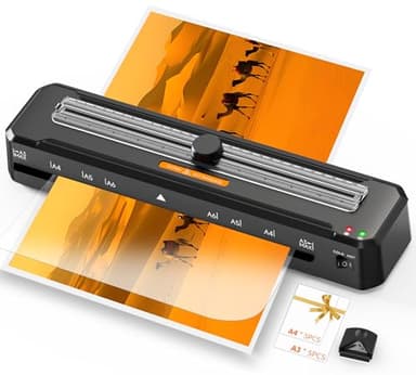 MAXDONE Plastificadora, Plastificadora A3 Cortador Integrado, Máquina de Laminadora en Modo Frío y Caliente, con Bolsas y Redondeador de Esquina