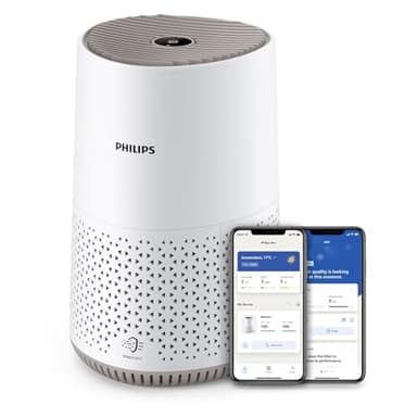 Philips Purificador de Aire Serie 600 Ultrasilencioso y de bajo consumo, para alérgicos, el filtro HEPA elimina el 99,97% de los contaminantes, cubre hasta 44m2, controlado por app, blanco (AC0650/10)