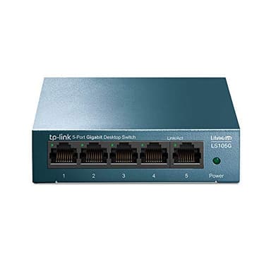 TP‑Link LS105G - Switch Gigabit 5 Puertos, Switch no gestionado de Escritorio, Carcasa metálica, tecnología Green Ethernet, QoS, Plug & Play