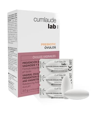 Cumlaude Lab Óvulos Prebiotic - Para la Prevención de Vaginosis y Vaginitis, Regula el pH Vaginal, con Ácido Láctico, Prebióticos y Provitamina B5 - 10 Count ( Pack of 1)