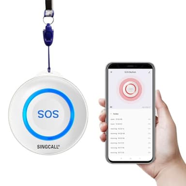 SINGCALL Tuya WiFi Smart Botón de Emergencia SOS para Mayores y Niños, Alerta Personal para Pacientes de Edad Avanzada, Botón Azul de Llamada, Conectado al Teléfono(Adecuado para entornos domésticos)