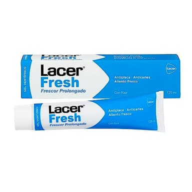 LACERFRESH - Gel Dentífrico 125 ml Laminado, Antiplaca Dental, Previene la Caries, Protege las Encias, Enmascara el Mal Aliento, Boca Fresca, Sana y Protegida, Efecto Prolongado