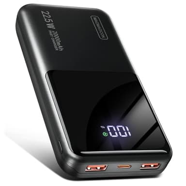 Power Bank 22.5W 20000mAh Bateria Externa Carga Rapida, Bateria Portatil PD3.0 QC4.0, Powerbank USB C Input & Output Compatible con iPhone 17 16 15 14 13 12 Pro MAX Mini Smartphones etc (Black 002)
