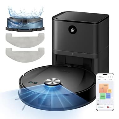 Ultenic T10 Lite Robot Aspirador con Base Autovaciado 18000Pa, 60Días Manos Libres, Limpieza Matricial, Auto-Ajuste Potencia para Alfombra, Robot Aspirador y Fregasuelos con LIDAR para Mascota Niño
