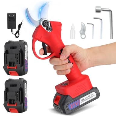 Tijeras de Podar Eléctricas Profesionales Inalámbricas a Batería, Podadora de Ramas de árboles con 2 * 2000 mAh baterías, Diámetro de Corte de 30 mm (1,2 In) Para Jardines, Granjas y Huertos