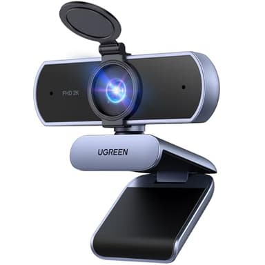 UGREEN Webcam 2K 30FPS Full HD USB Webcam para Ordenador Enfoque Fijo Plug and Play para Windows MacOS Linux Streaming Youtube Skype Call Video Zoom Videoconferencia(Gris)