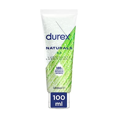 Durex Naturals H2O Lubricante Base Agua, 100% natural sin fragancia, colorantes ni agentes irritantes - 12x100 ml