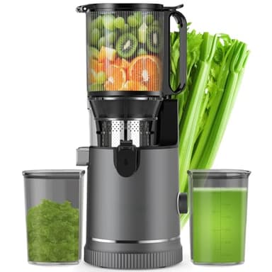 Extractor de jugo - Prensado en frío con conducto de 147 mm y motor de 400W | Alta extracción de jugo y conservación de nutrientes | Capacidad 1,8L con 2 vasos | Para frutas y verduras enteras