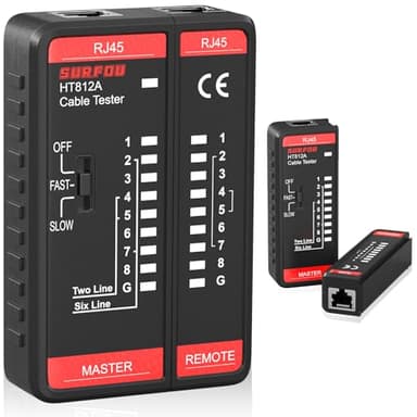 SURFOU Comprobador Rj45 Tester, Cable De Red Cat6 Cat7 Cat6a Cat8 Cat Cables Ethernet Lan Probador, Internet Test Redes Compacto Network Testeador Mini, Fácil Uso y Diagnóstico Preciso De Conexiones