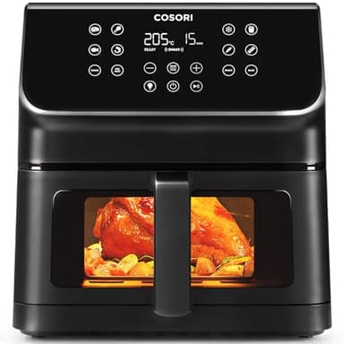 Cosori Freidora de Aire Práctica 6,2L con Ventana Air Fryer 1700W, Tecnología Rapid Air, 55% Menos Energía, 13 Automáticos Modos,Uso Fácil, LED Panel Táctil, Acero Inox Interior, Hasta 205ºC y 60 Min