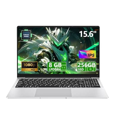 Ordenador Portátil 15,6 Pulgadas, PC Portatil Celeron N4000 8GB LPDDR4 256GB SSD, Computadora Portátil 1920*1080 IPS FHD Pantalla, Portatiles Mini HDMI Laptop Win 11 Pro TF Card USB 3.0 Ordenador