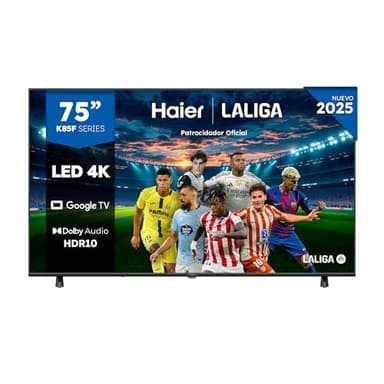 Haier Direct LED 4K UHD H75K85FUX 75 Pulgadas, Smart TV, Google TV, Dolby Audio, HDR 10, Smart Remote Control, Google Assistant, Bluetooth 5.1, DBX TV, HDMI 2.1 x 4, Sin Marcos, 2025