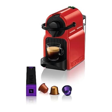 Nespresso Krups Inissia XN1005 - Cafetera monodosis de cápsulas Nespresso, 19 bares, apagado automático, color rojo