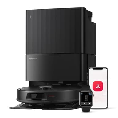 roborock Robot Aspirador QV 35A, 8000Pa de succión, Dos mopas giratorias elevables, cepillos antienredos, tecnología reactiva para Evitar obstáculos, navegación y mapeo,Negro
