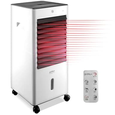 gridinlux® | Climatizador Evaporativo Homely TEMP COMPLETE | Enfriador de Aire Grande Móvil y Silencioso | Ventilador Portatil de pie | Mando | Frío y Calor | 3 Velocidades | 65W Bajo Consumo