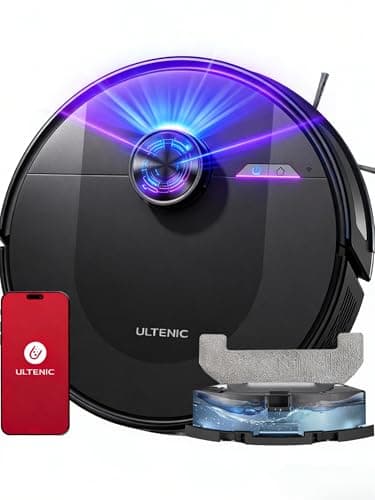 Ultenic Robot Aspirador y Fregasuelos con LIDAR, 8000PA, 180Min, Cobertura Completa 100%, Auto-Boost Alfombras, App/Voz, para Pelo de Mascotas