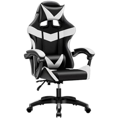 Mi Ko Mi Ka Silla Gaming para Escritorio, Oficina y Juegos Online Giratoria. Silla Cómoda de Altura Ajustable para Gaming ergonómica, de Piel sintética (SILLA-GAMING-813-BLANCO)